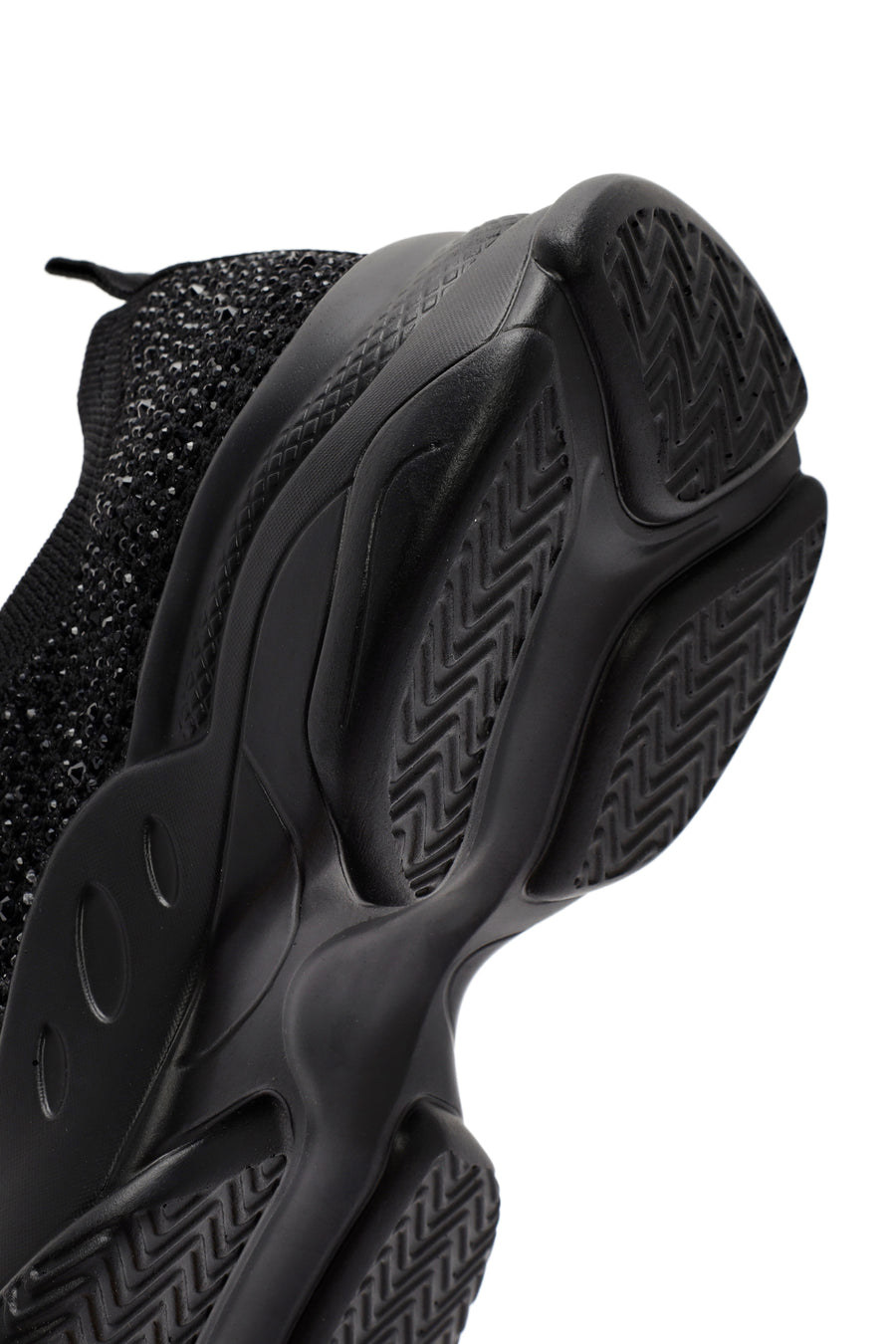 Derimod Zero Women's Black Lace-Up Stone Detailed Fabric Sneakers