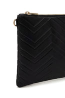 Woman Black Printed Clutch Bag with Long Chain Strap | Derimod