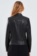 Marlyn Women's Black Short Leather Jacket | Derimod
