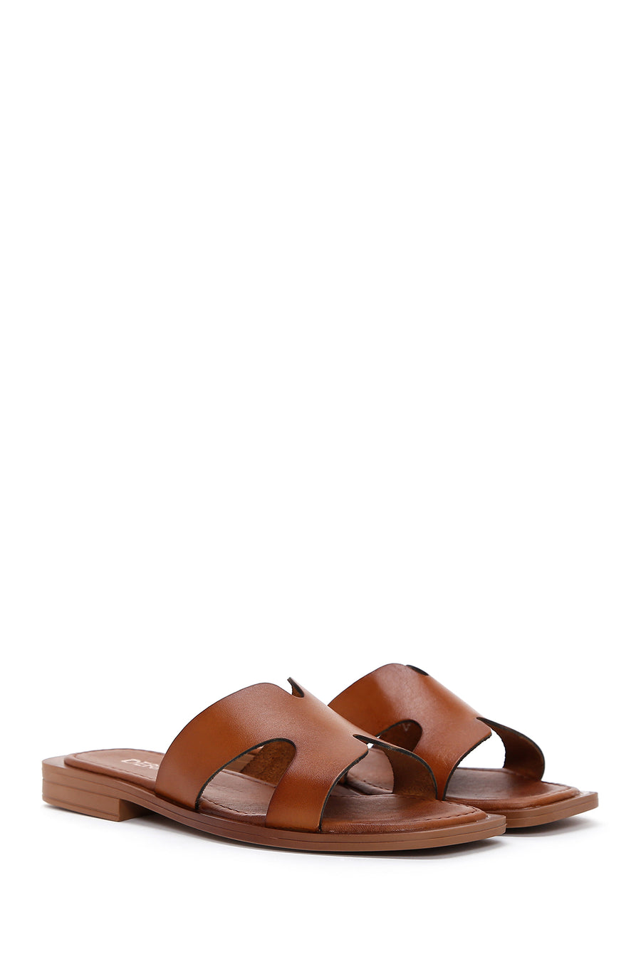 Women's Tan Leather Slippers