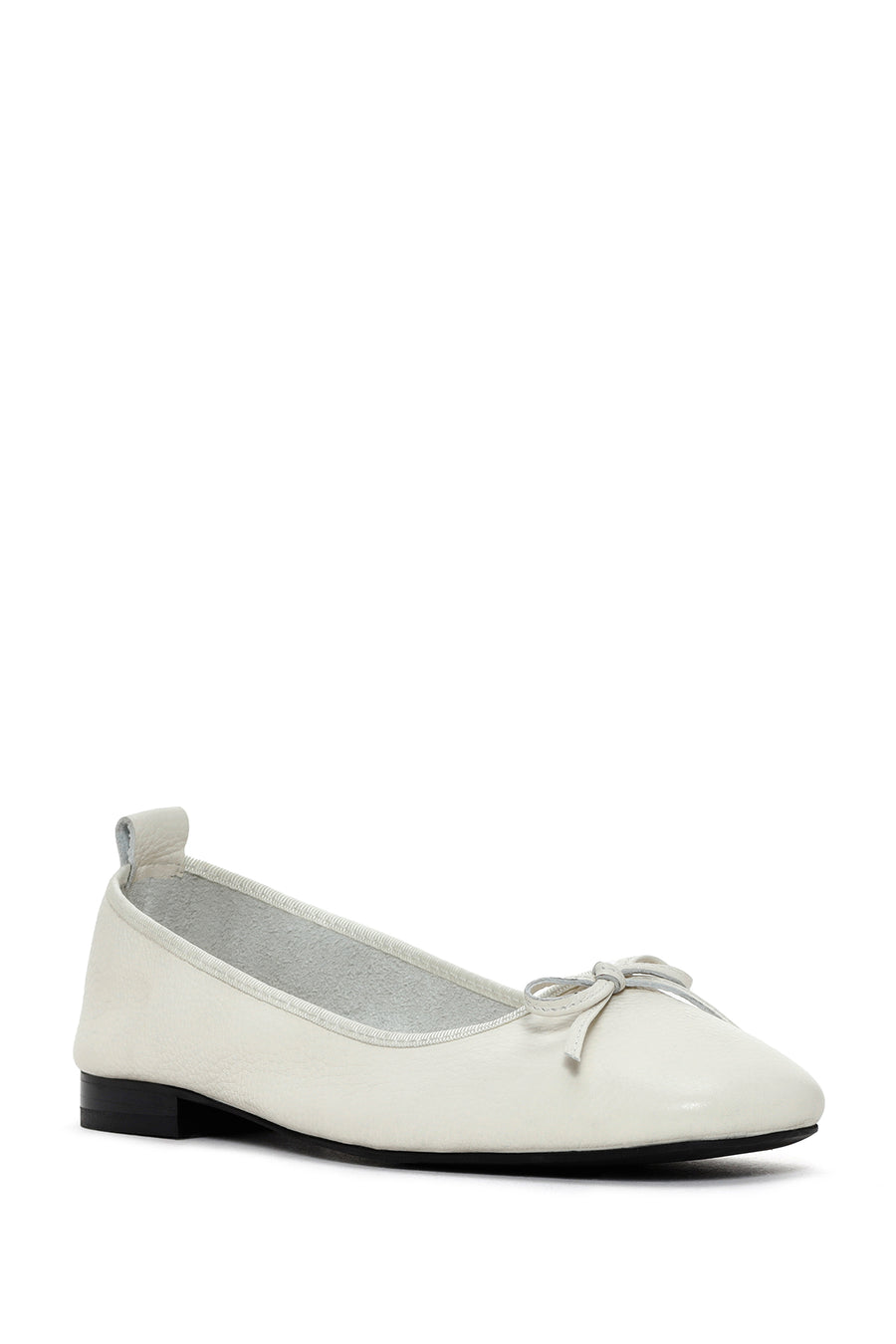 Women's White Leather Ballerinas with Buckle Detail