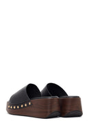 Women's Black Wedge Heeled Slippers | Derimod