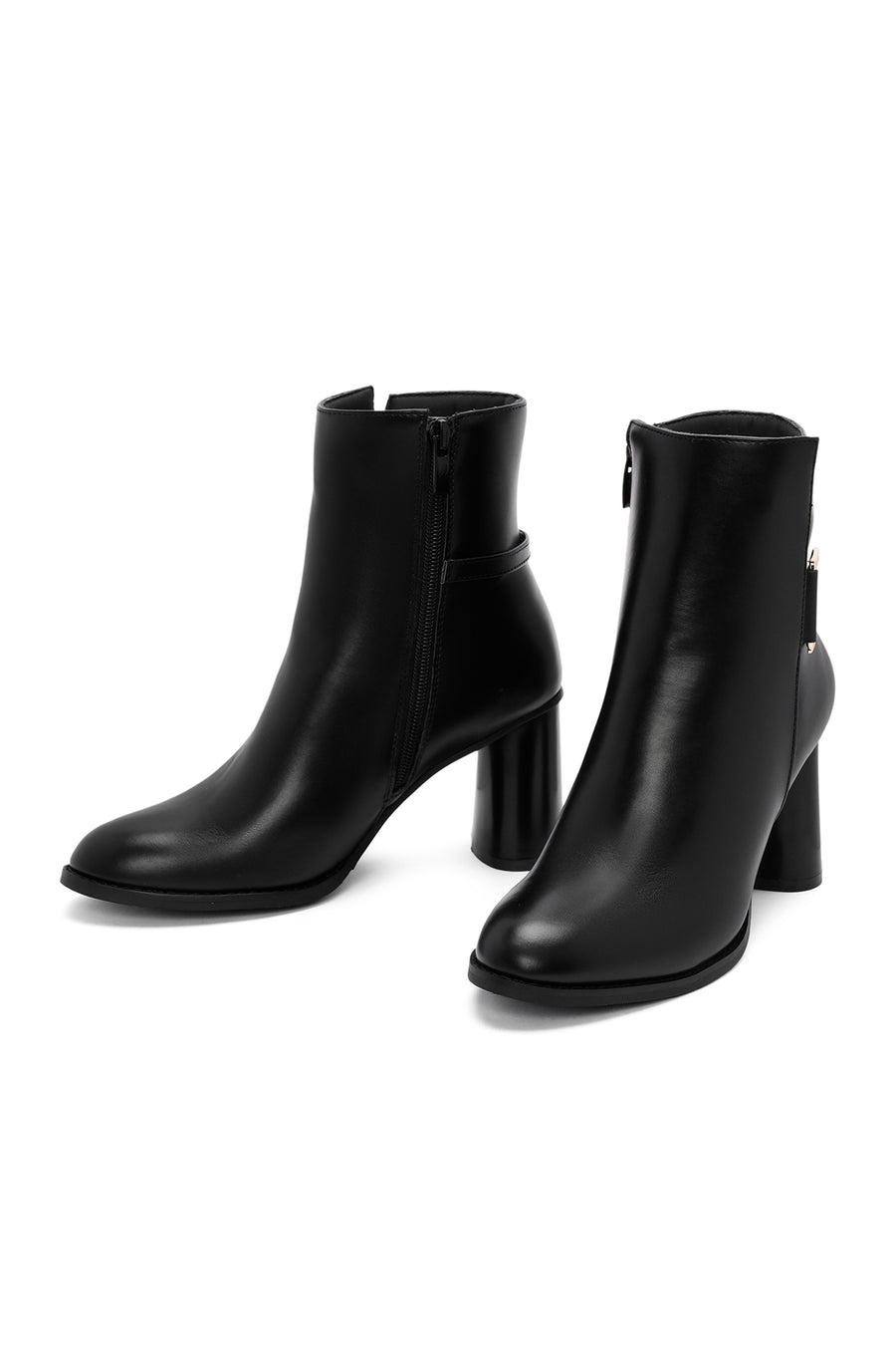 Women's Black Accessory Detailed Zippered Thick Heeled Boots