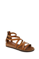 Woman Tan Ankle-Buckle Leather Bodrum Sandal | Derimod