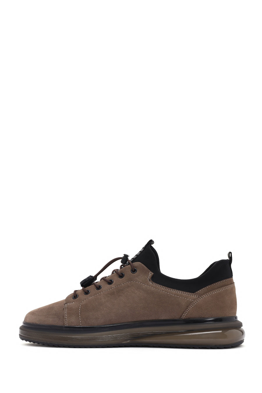 Erkek Vizon Bağcıklı Kalın Tabanlı Süet Deri Casual Sneaker
