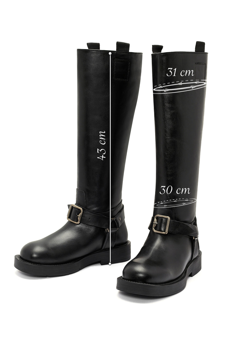Women's Black Buckle Detailed Leather Boots