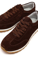 Kadın Kahverengi Bağcıklı Süet Deri Sneaker | Derimod