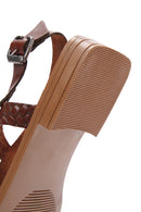 Women's Brown Knitted Detailed Leather Bodrum Sandals | Derimod