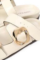 Woman Cream Double-Buckle Slippers | Derimod