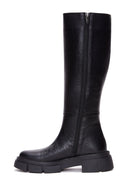 Women's Black Leather Zippered Thick Soled Boots | Derimod