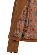 Lara Woman Camel Short Suede Leather Jacket | Derimod