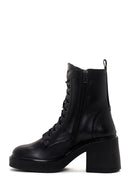Women's Black Leather Heeled Boots | Derimod