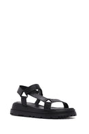 Women's Black Ankle Strap Leather Comfort Sandals | Derimod