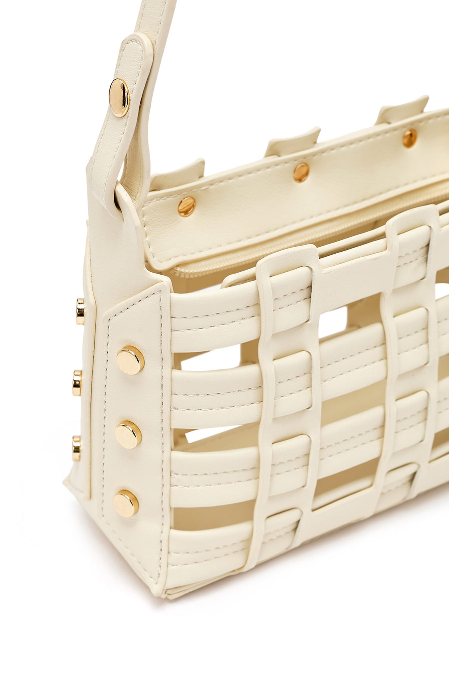 Woman Cream Long Strap Knit Crossbody Bag