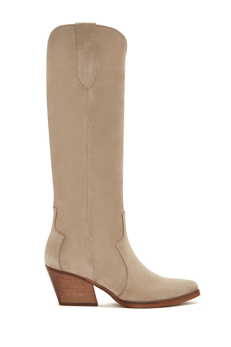 Women's Beige Suede Leather Cowboy Heeled Boots 22WFD184010 | Derimod