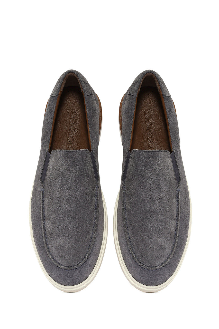 Erkek Gri Süet Deri Casual Loafer