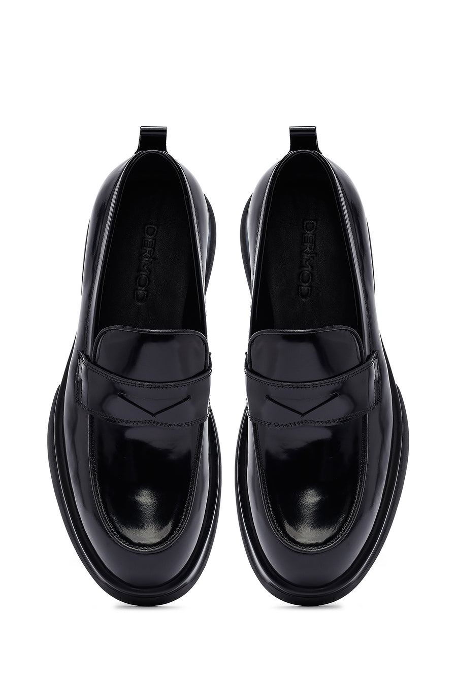 Male Black Thick-Soled Leather Loafer