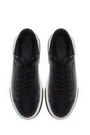 Erkek Siyah Bağcıklı Kalın Tabanlı Deri Sneaker | Derimod