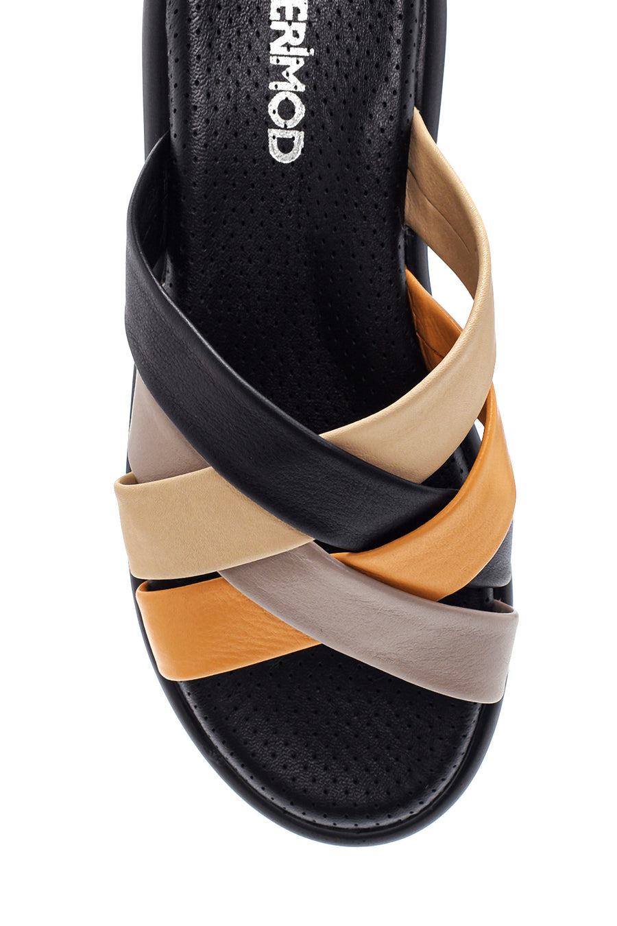 Women's Multicolored Leather Comfort Slippers