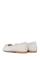 Woman White Braided Leather Ballet Flat | Derimod