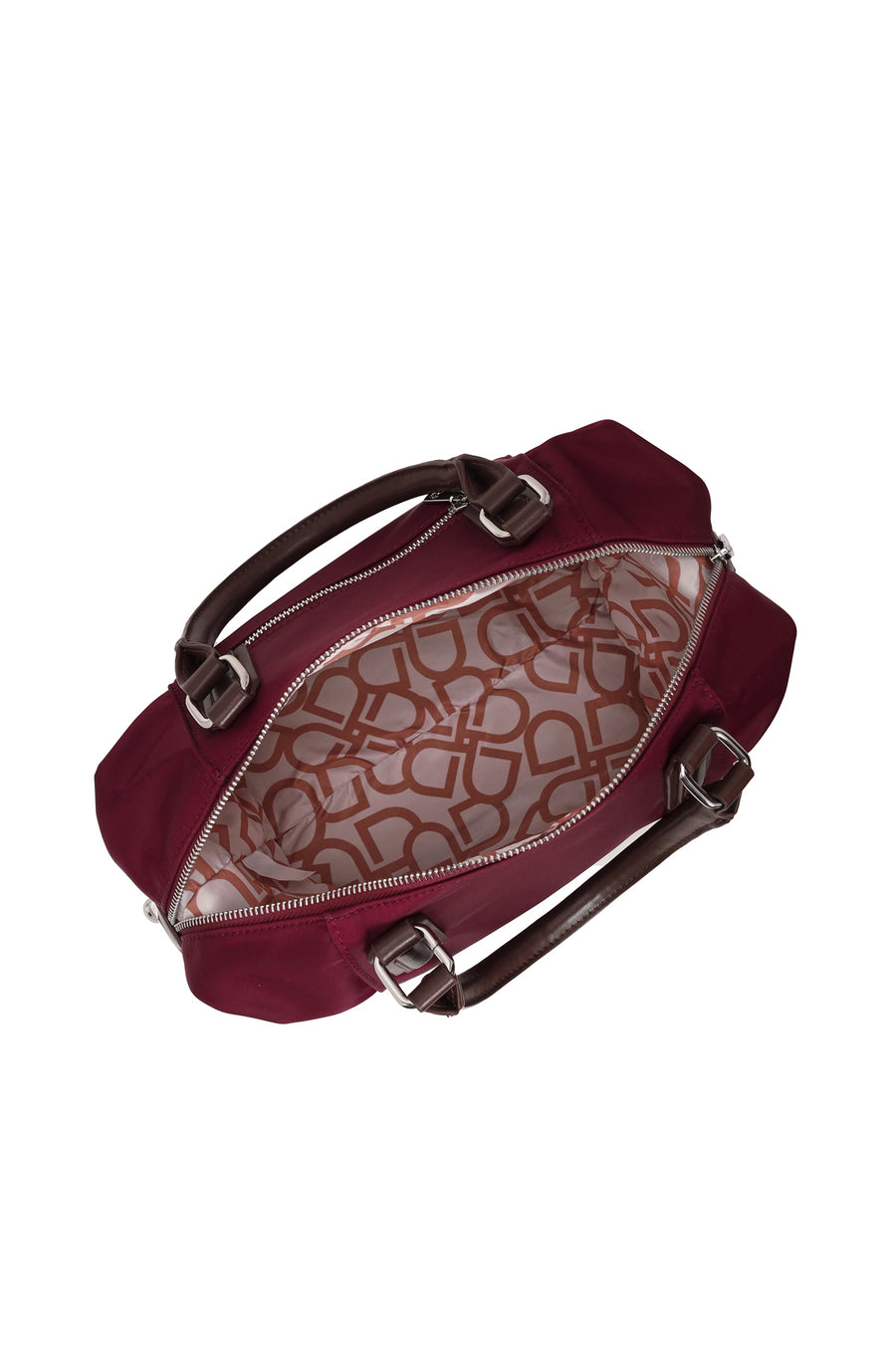 Woman Burgundy Long-Strap Fabric Shoulder Bag