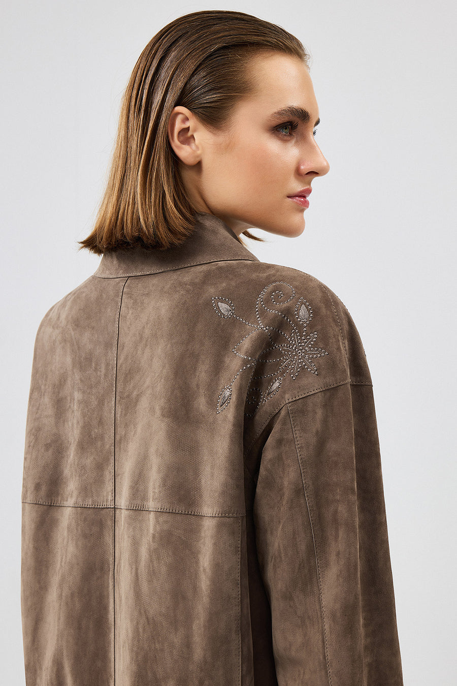 Jennifer Women's Mink Suede Leather Jacket