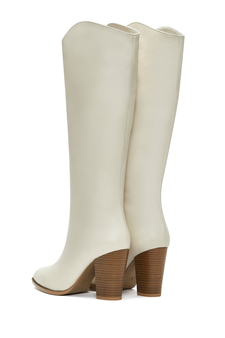 Women's Beige Heeled Leather Boots