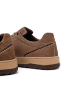 Erkek Vizon Bağcıklı Kalın Tabanlı Süet Deri Sneaker | Derimod