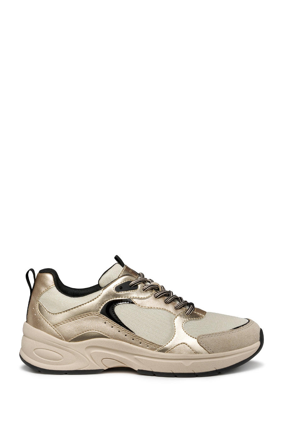 Geox Kadın Bej D Zarvıa A - Mesh+Pearl.Gbk Bağcıklı Kalın Tabanlı Deri Sneaker D55YLA014AJC1S2L | Derimod