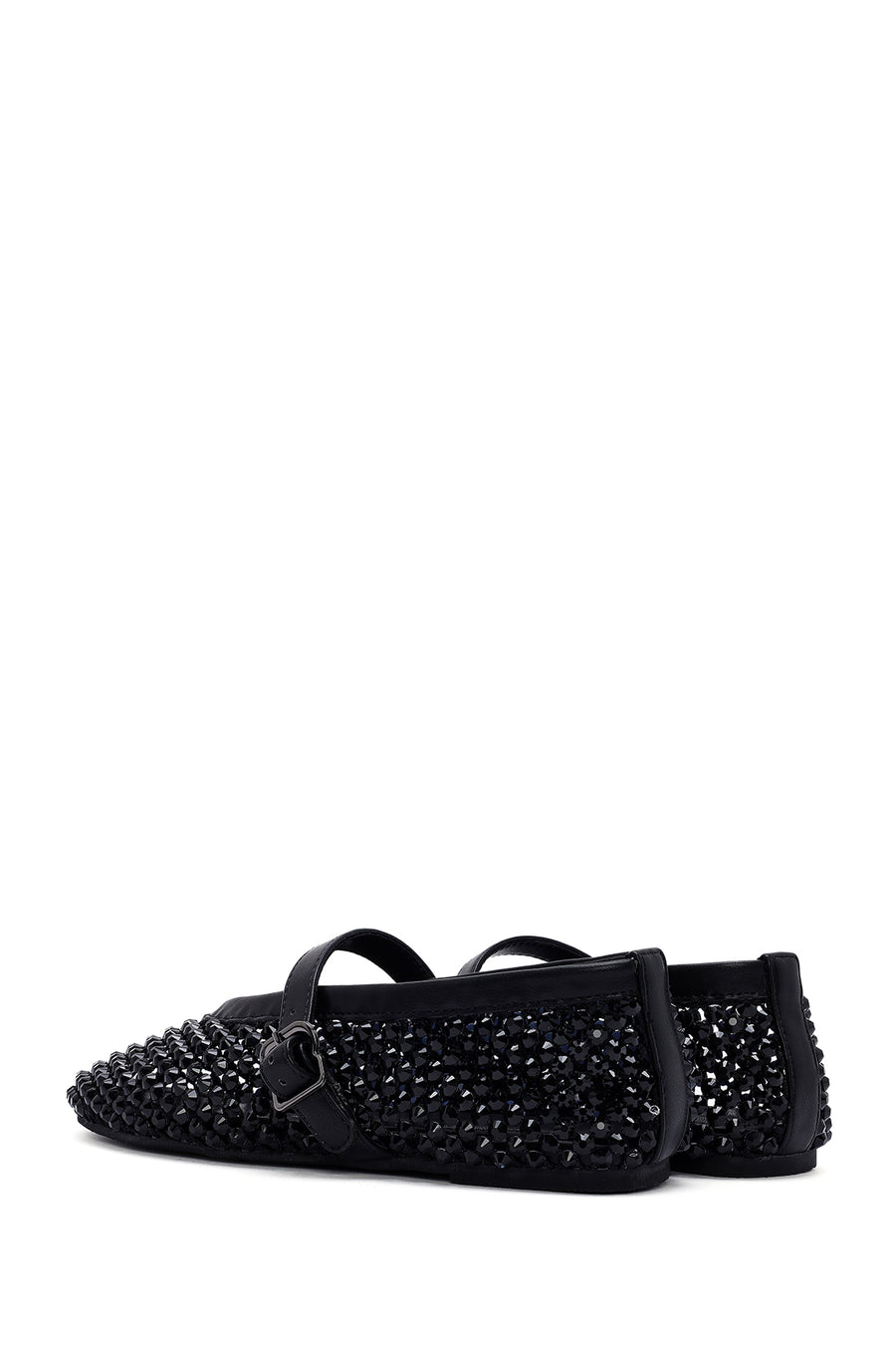 Women's Black Mesh Stoned Ballerinas