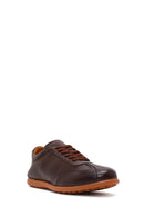 Erkek Kahverengi Bağcıklı Deri Sneaker | Derimod