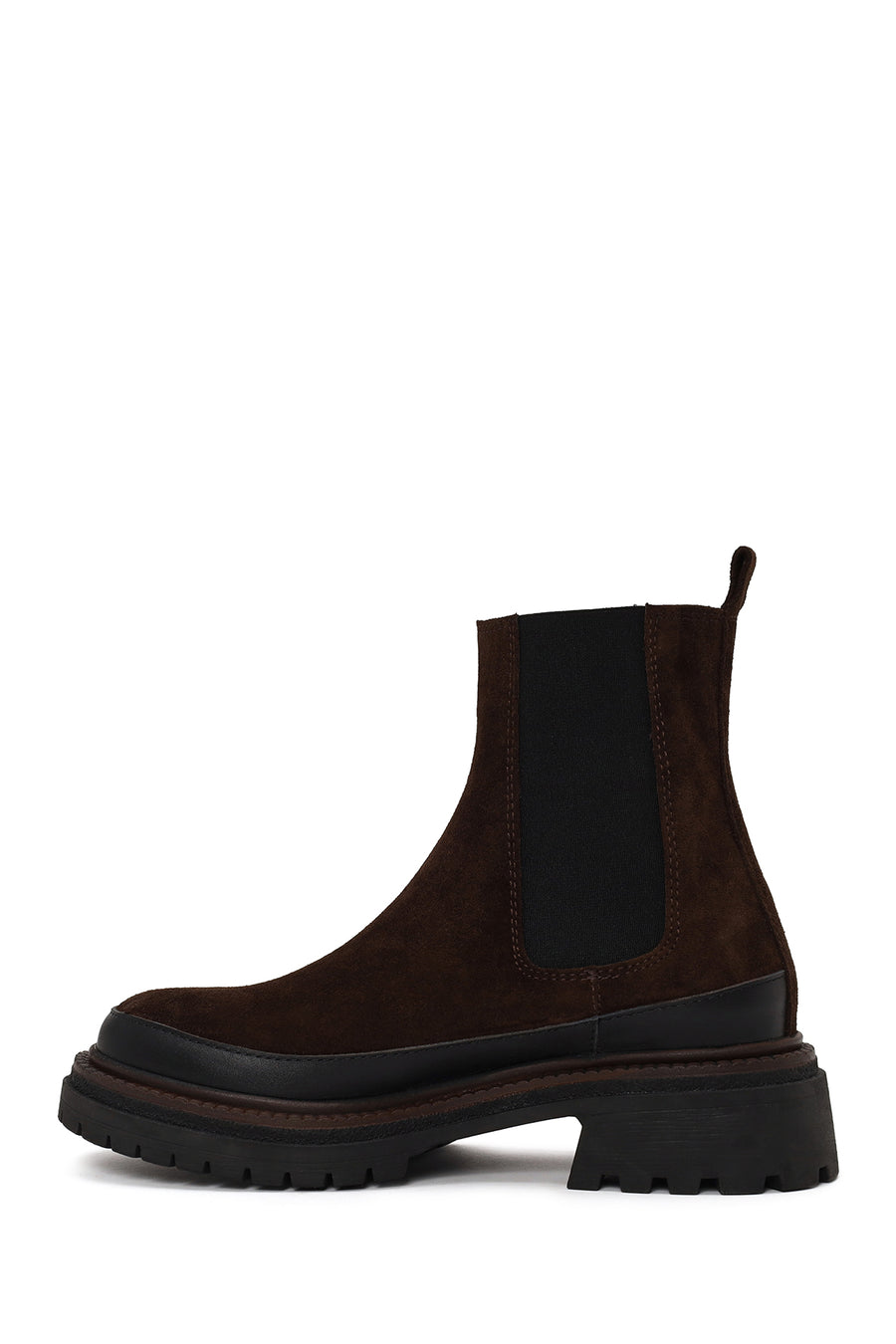 Woman Brown Thick-Soled Suede Chelsea Boots