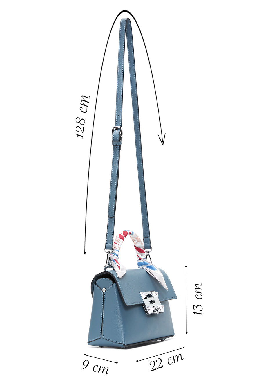 Women's Blue Scarf Detailed Handbag