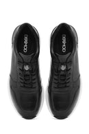 Men's Black Crocodile Patterned Lace-Up Leather Sneakers | Derimod