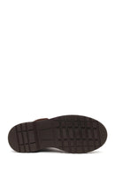 Woman Brown Zip Closure Embellished Chunky Sole Suede Boots | Derimod