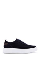 Erkek Lacivert Bağcıklı Süet Deri Sneaker | Derimod