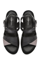 Women's Black Ankle Strap Comfort Leather Sandals | Derimod