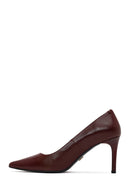 Kadın Bordo İnce Topuklu Deri Stiletto | Derimod