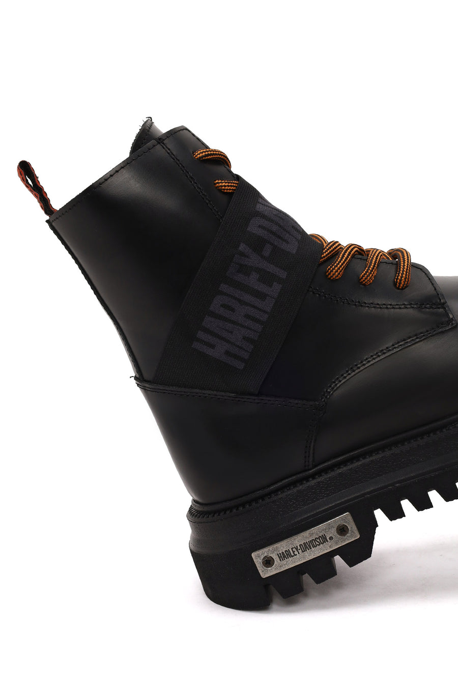 Harley Davidson Woman Black Becky Zip Closure Thick-Soled Leather Combat Boots