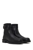 Woman Black Buckled Zip Closure Leather Casual Boots | Derimod