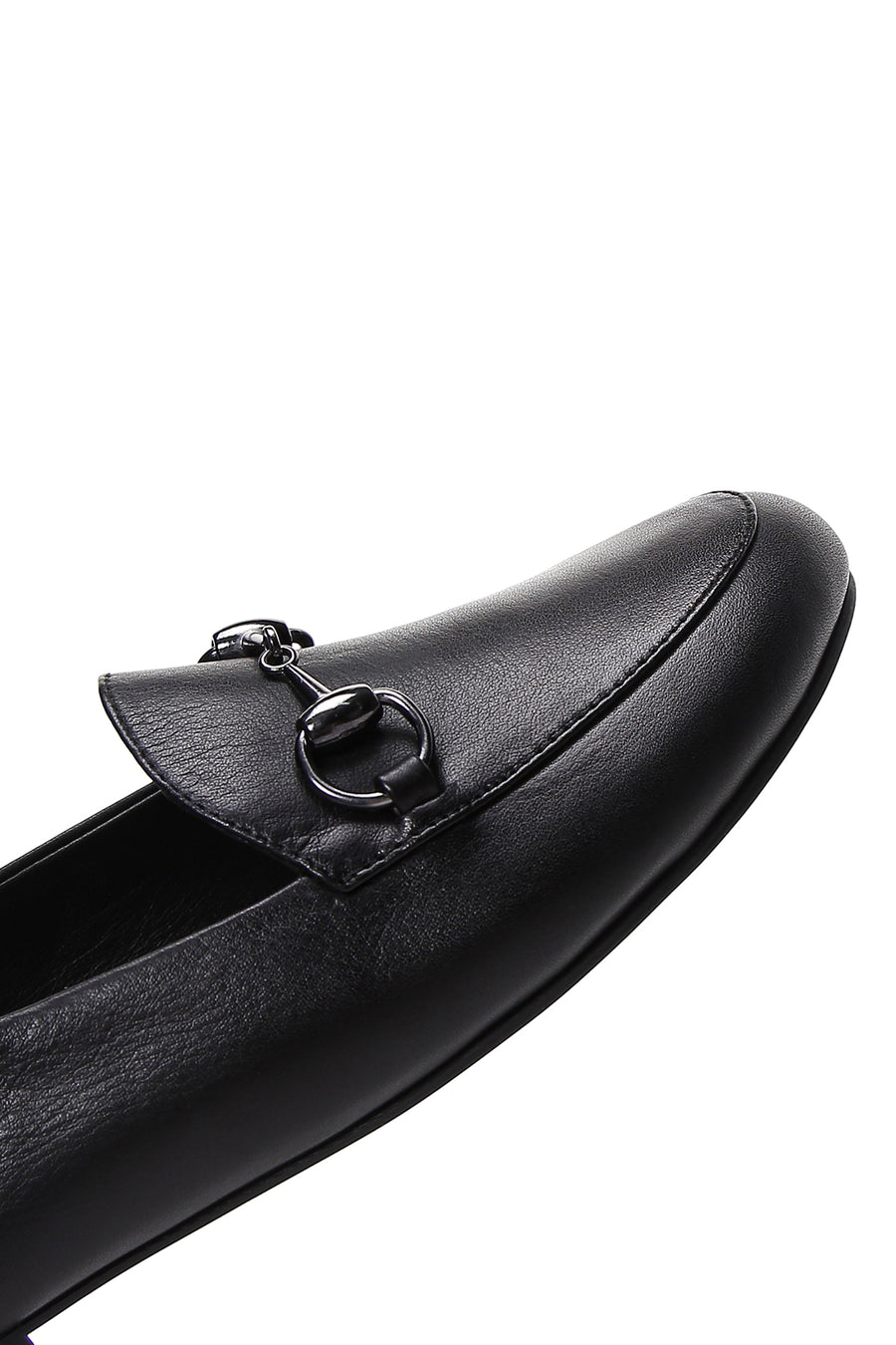 Kadın Siyah Tokalı Deri Maskülen Loafer
