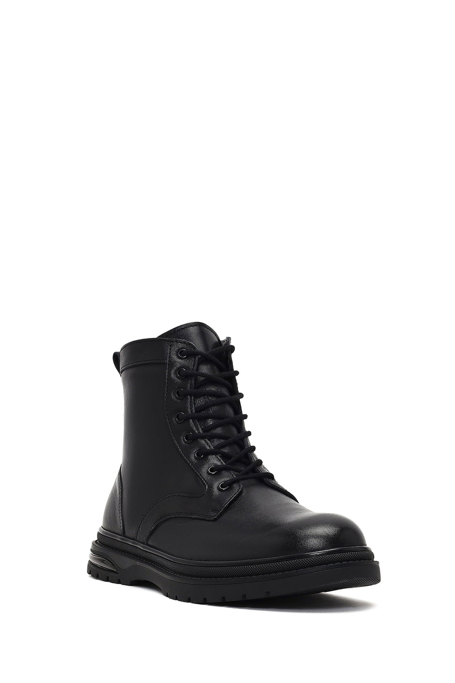 Men's Black Zippered Leather Boot