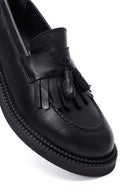 Kadın Siyah Püsküllü Deri Maskülen Loafer | Derimod