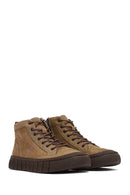 Male Beige Lace-Up Zip Closure Nubuck Leather Sport Boots | Derimod