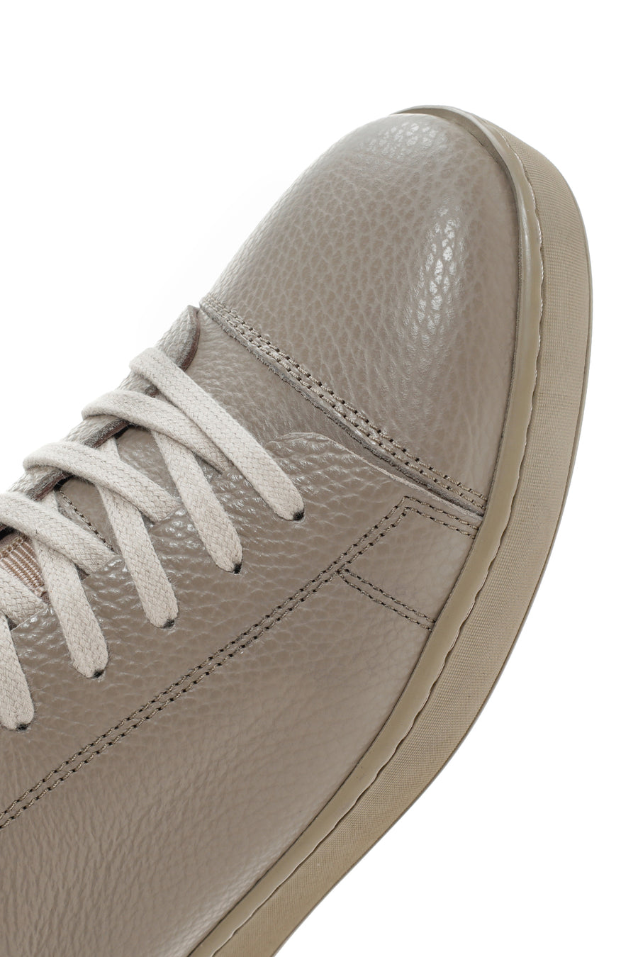 Erkek Vizon Bağcıklı Deri Sneaker