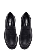 Kadın Siyah Kalın Tabanlı Deri Maskülen Loafer | Derimod
