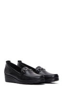 Kadın Siyah Deri Dolgu Topuklu Loafer | Derimod