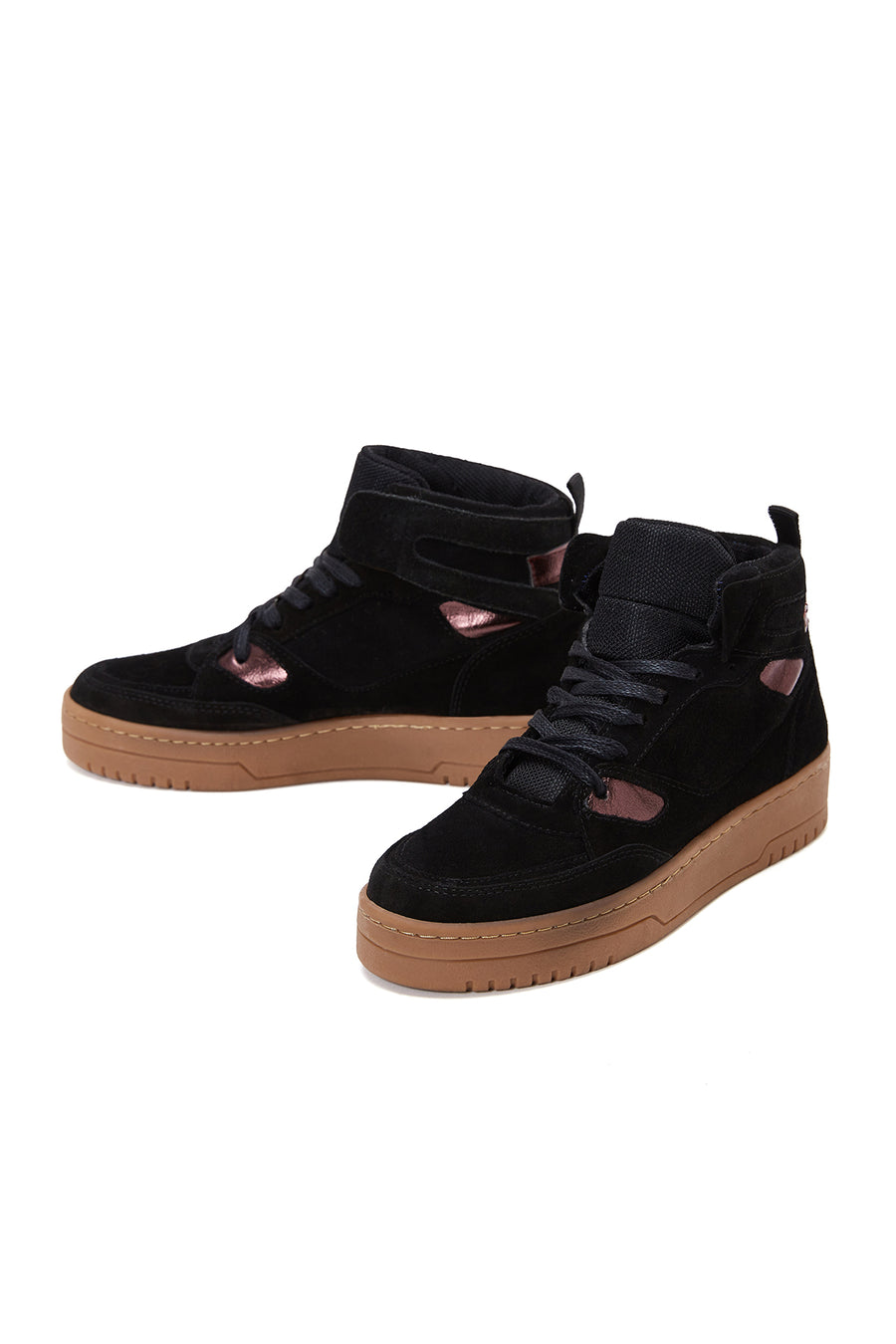 Kadın Siyah Süet Deri Bilekli Sneaker