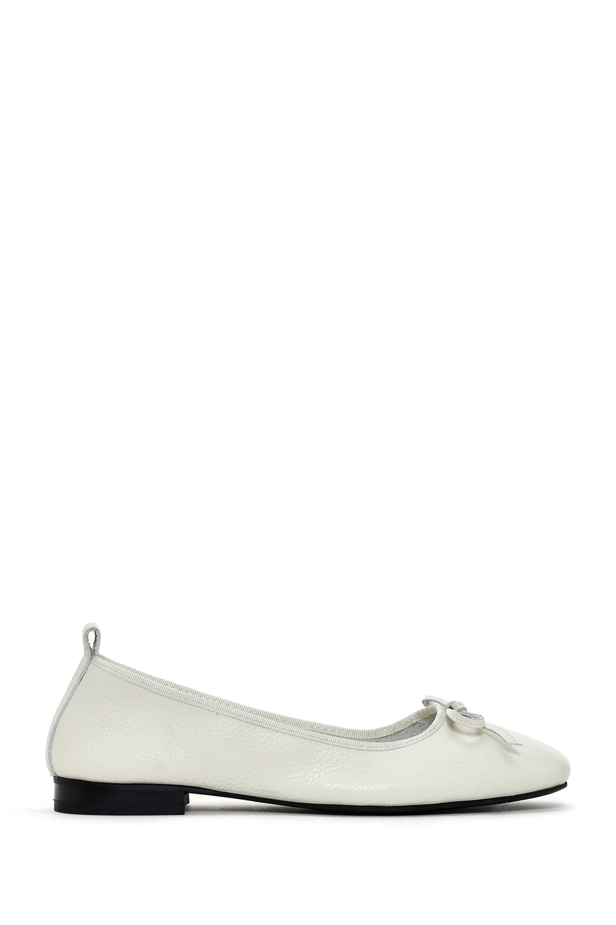 Women's White Leather Ballerinas with Buckle Detail 24SFD1318FT | Derimod