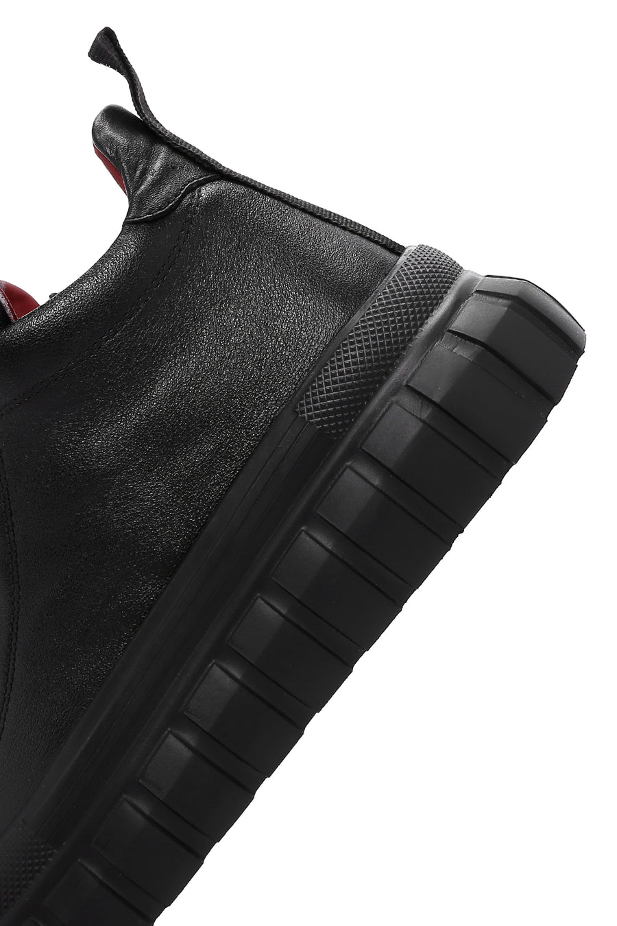 Erkek Siyah Kalın Tabanlı Deri Blekli Sneaker Bot
